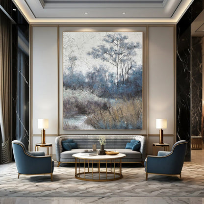 Blue - Toned Forest Landscape Art for Nature - Inspired Yoga Studio & Rustic Cabin DLZ2158