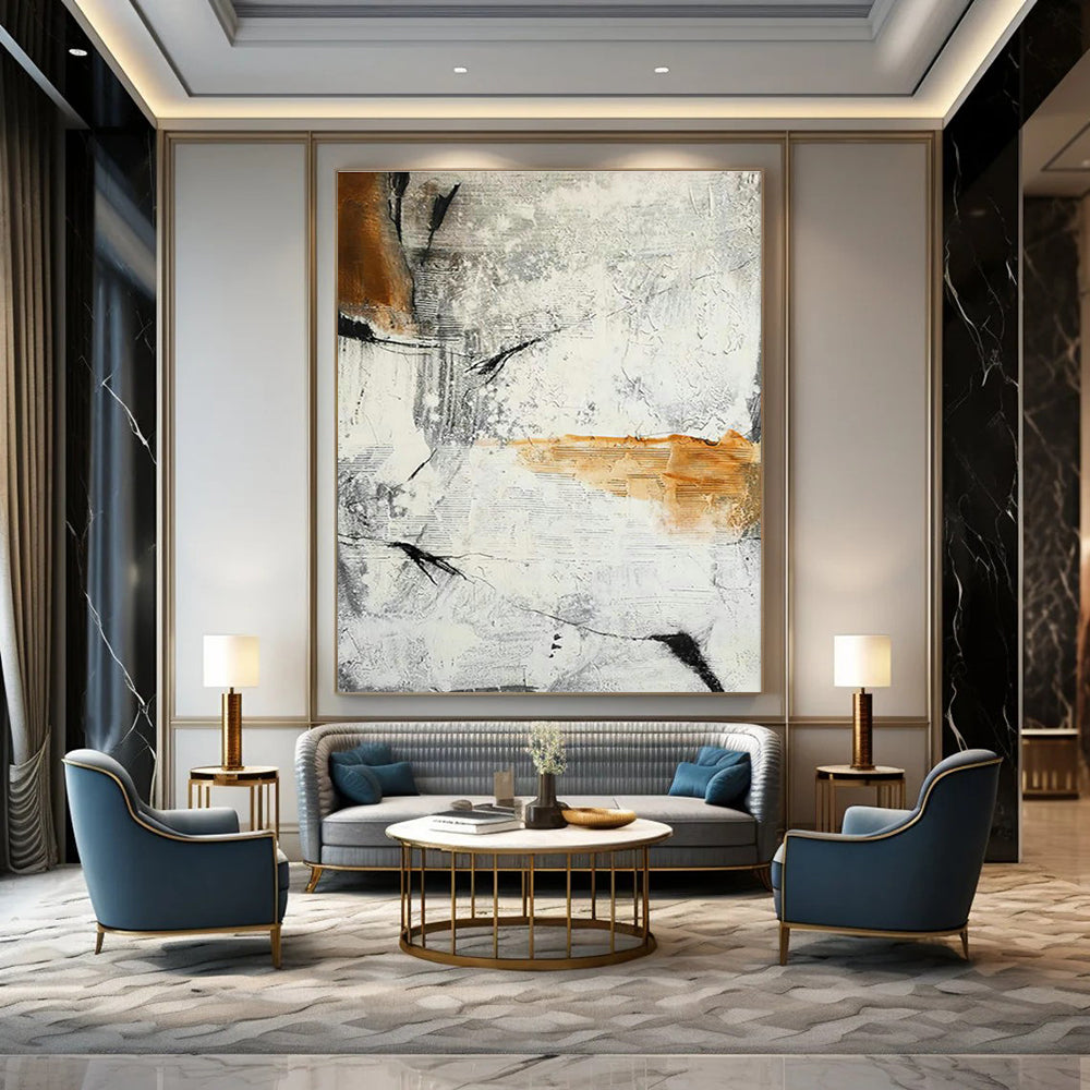 Gray - Orange Abstract Art for Industrial Loft & Contemporary Art Show DLZ2157