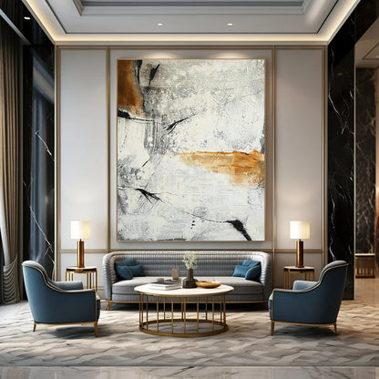 Gray - Orange Abstract Art for Industrial Loft & Contemporary Art Show DLZ2157