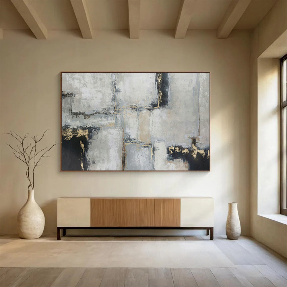 Gold - Grey Geometric Block Art for Chic Entryway DLZ2735