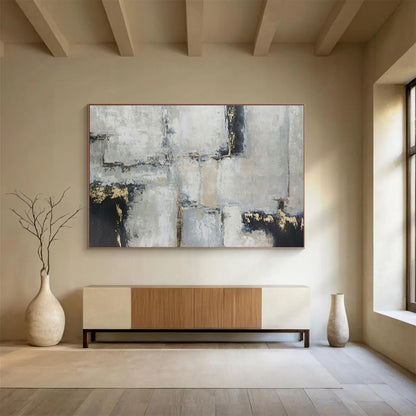 Gold - Grey Geometric Block Art for Chic Entryway DLZ2735