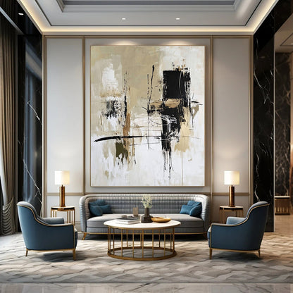Beige and Black Abstract with Lines for Creative Studio & Industrial - Chic Loft STSC413