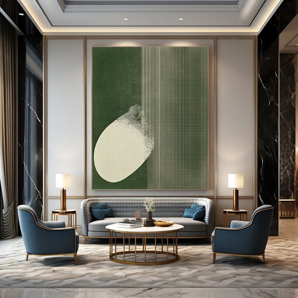 Abstract Green and White Art for Minimalist Home Office & Modern Art Studio STSC1037