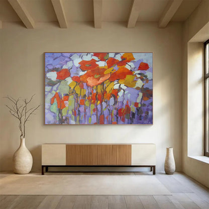 Purple - Based Floral Abstract Art for Bohemian - Style Boutique Dressing Rooms DLZ3237