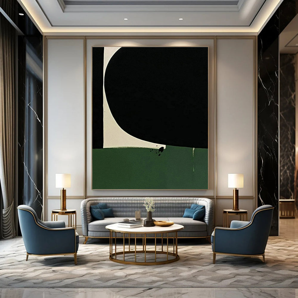 Black - Green Geometric Art for Modern Art Museum & Sophisticated Office Reception DLZ1496
