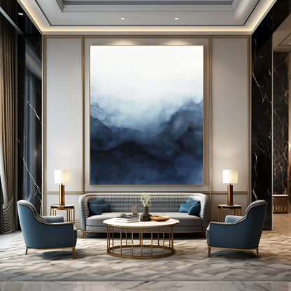 Blue Watercolor Mountain for Modern Bedroom & Yoga Studio STSC498