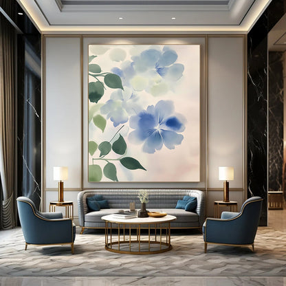 Light Blue Flowers Art for Elegant Home Bedroom & Boutique Hotel Lobby STSC1050