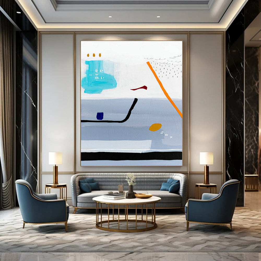 Light Blue Color Abstract Art for Coastal - Themed Restaurant & Home Balcony DLZ1105