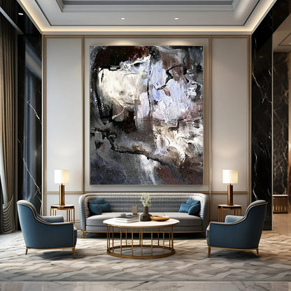 Gray - Brown Abstract Art for Industrial - Style Loft Bedroom Walls DLZ0048