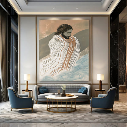 Figure in Striped Cloak for Spiritual Retreat & Art - Themed Library STSC1131