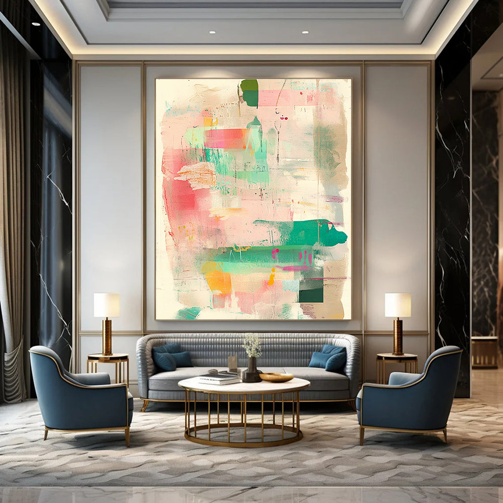 Colorful Abstract Collage Art for Bohemian - Style Living Room & Creative Studio STSC1360