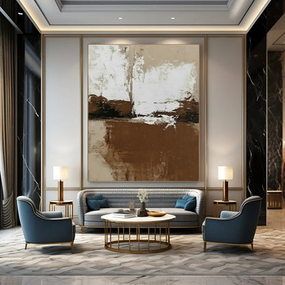 Brown - White Minimalist Abstract Art for Industrial - Chic Office & Monochrome Bedroom DLZ0982
