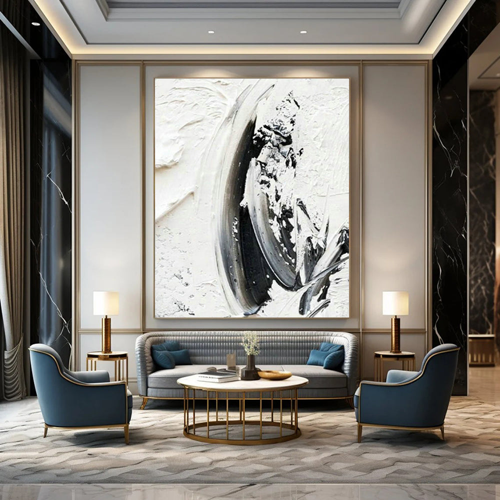 Black - White Brushstroke Art 1 for Bedroom & Office DLZ0372