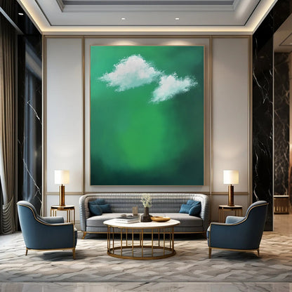 Green Sky with White Clouds for Whimsical Children’s Playroom & Dreamy Art Gallery STSC1008