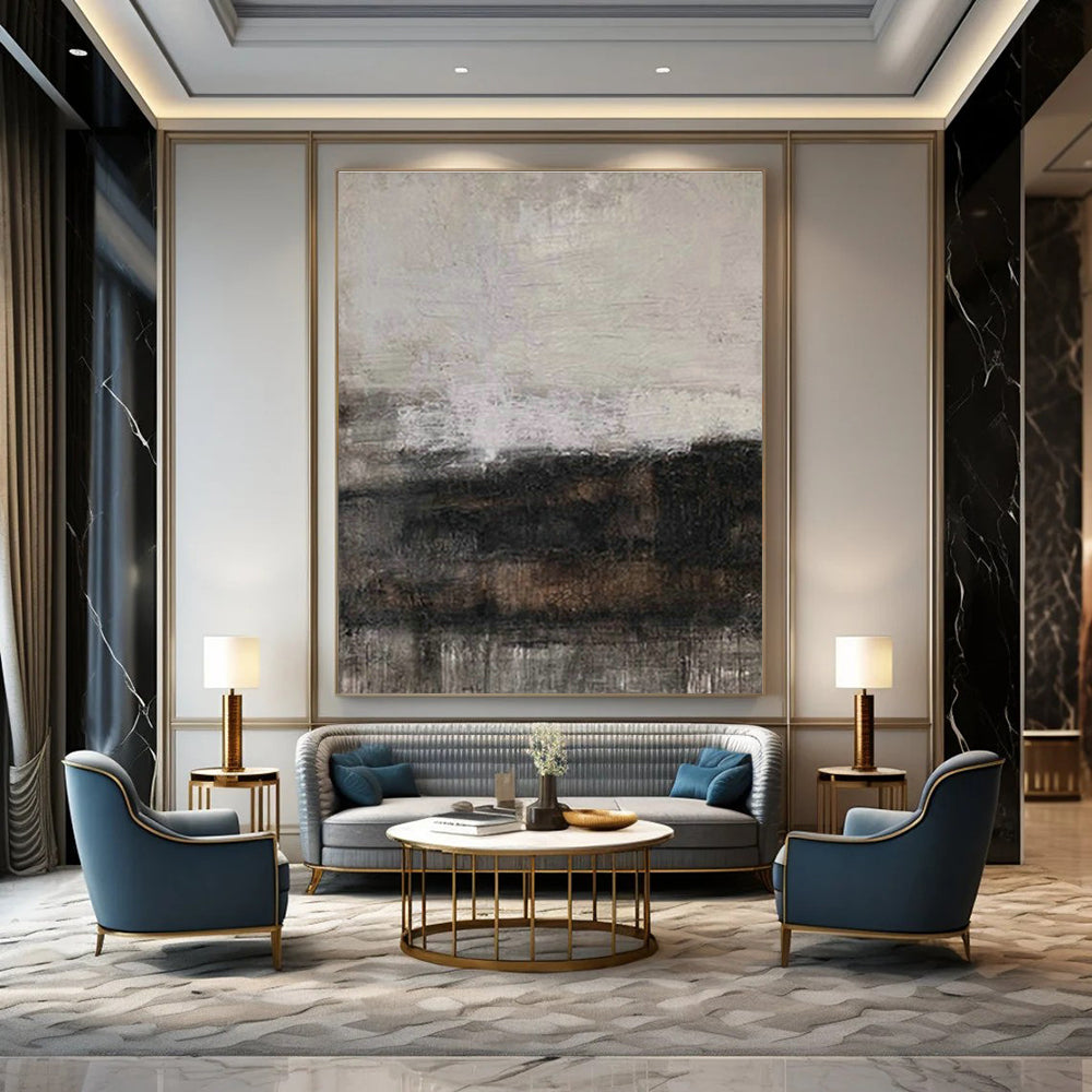 Gray - Black Textured Abstract Art for Industrial Loft & Minimalist Office DLZ1880