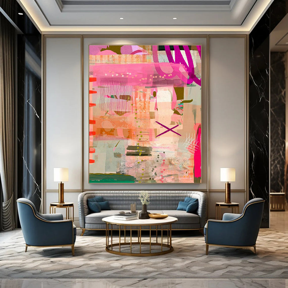 Pink - Purple Dynamic Abstract Art for Fashion Boutique Display Walls DLZ0082