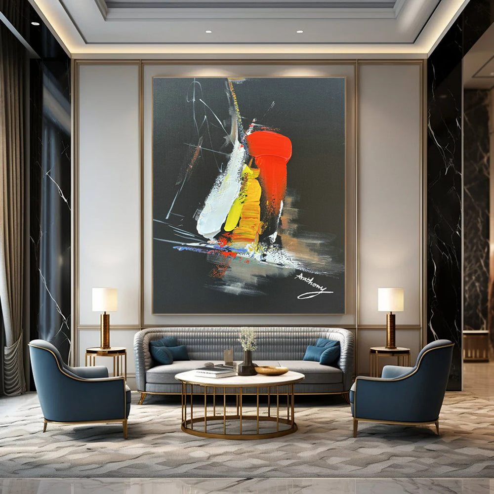 Colorful Abstract on Black for Trendy Nightclub & Creative Studio Break Area DLZ0826