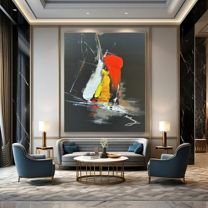 Colorful Abstract on Black for Trendy Nightclub & Creative Studio Break Area DLZ0826