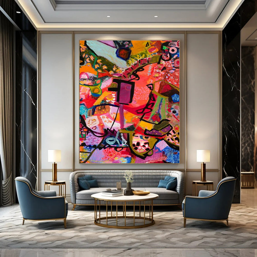 Pink - Dominant Abstract Art for Fashion Showroom & Girly Home Living Room DLZ2079