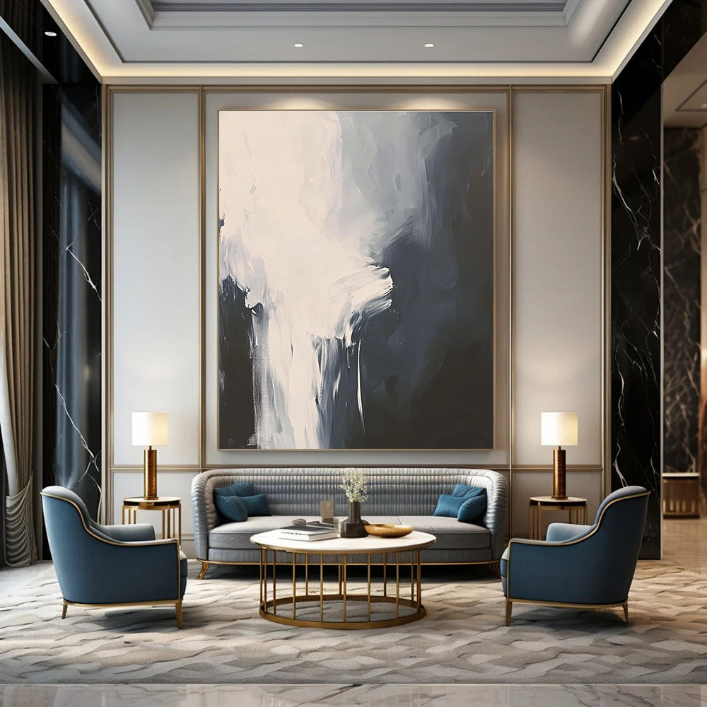 Gray Abstract Brushstrokes for Calm Home Office & Minimalist Bedroom STSC236