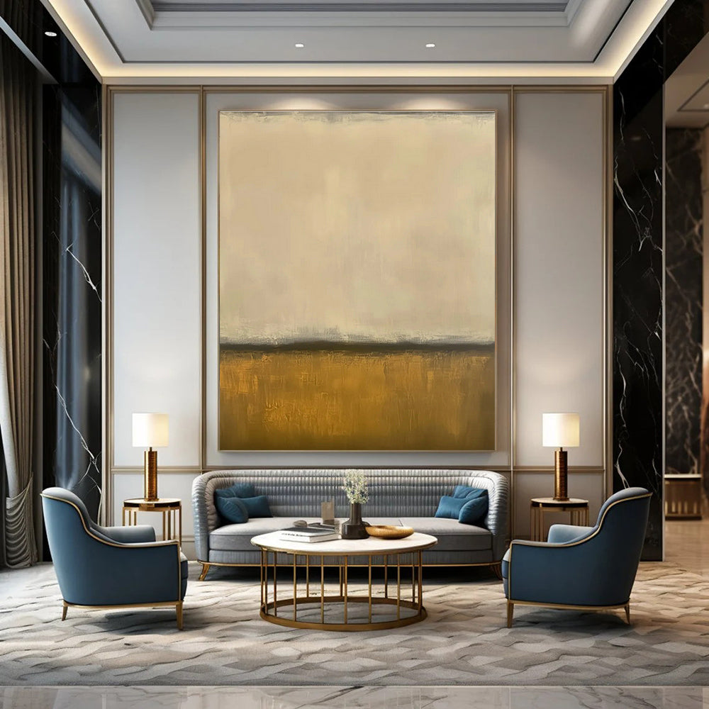 Beige - Gold Minimalist Abstract Art for Bedroom & Neutral - Toned Lounge DLZ1245