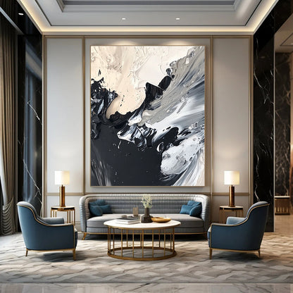 Black and White Textured Abstract for Industrial - Style Loft & Modern Art Museum STSC1277