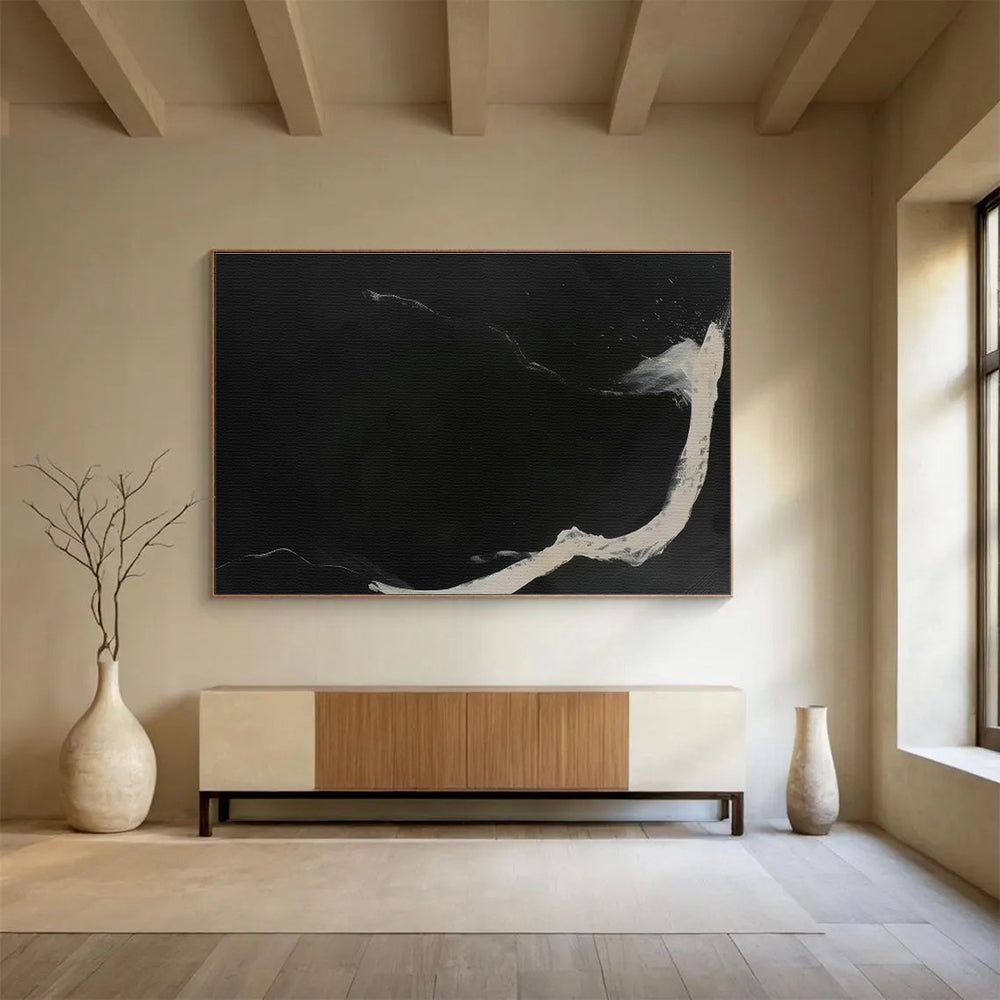 Black - White Ink - like Abstract Art for Zen - Inspired Living Rooms DLZ2526