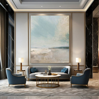 Light Abstract Coastal Landscape Art for Beach House Living Room & Art - Themed Restaurant DLZ2068