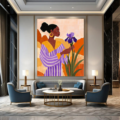 Woman with Purple Flower for Boho - Chic Living Room & Feminine Art Space STSC535