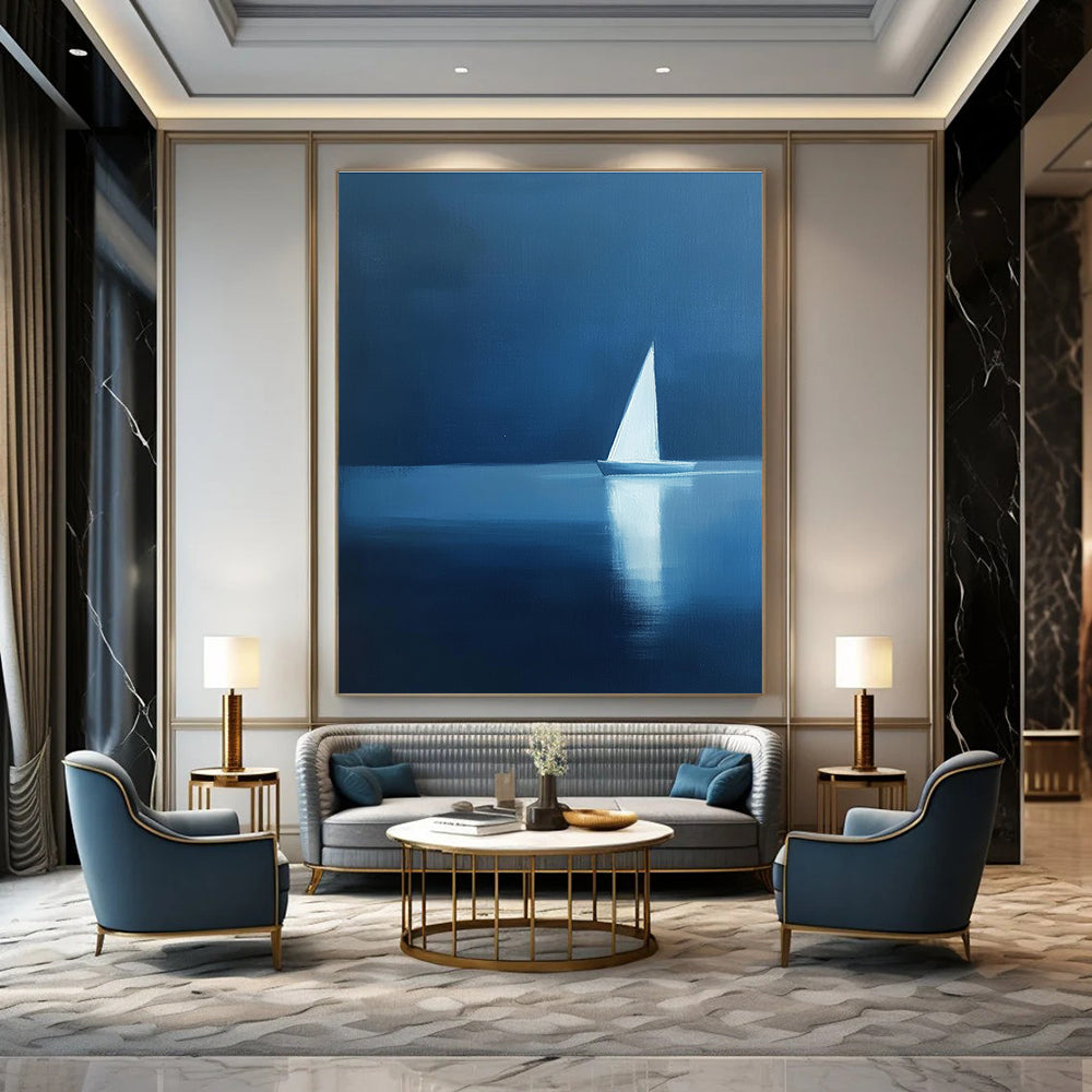Another Sailboat in Blue Art for Beachfront Home Living Room & Yacht Club STSC1087