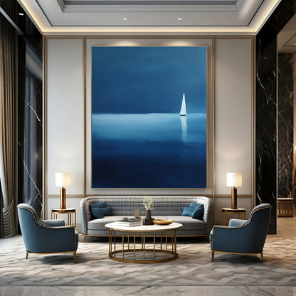Sailboat in Blue Art for Nautical Home Bedroom & Maritime Museum STSC1086
