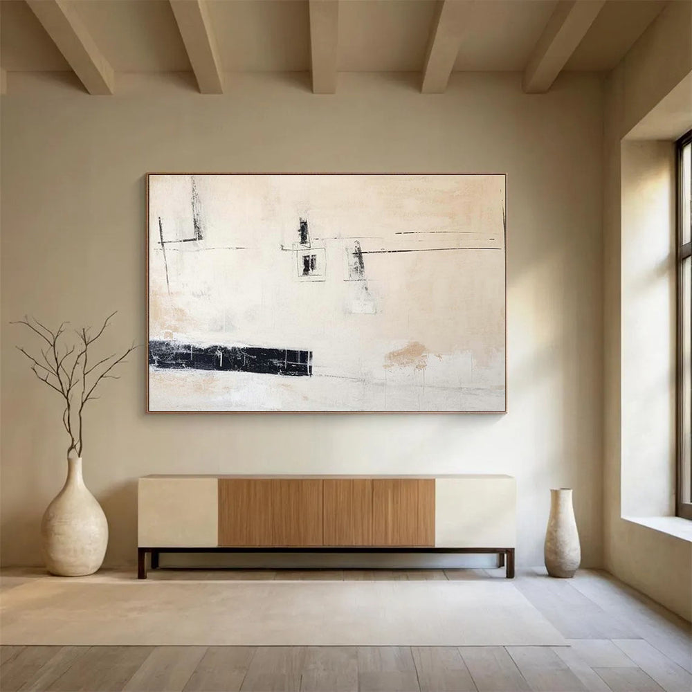 Minimalist Black - White Abstract Art for Scandinavian - Style Studies DLZ2480