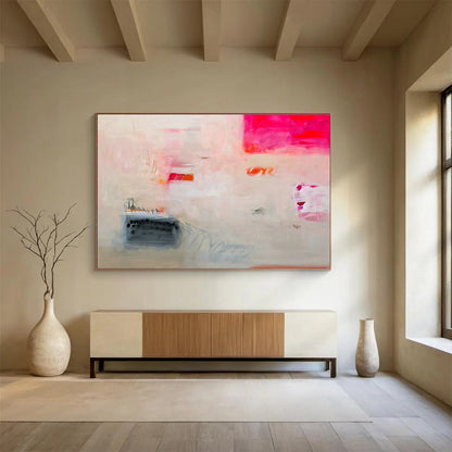 Pink - White Artistic Abstract Art for Cozy Reading Nooks DLZ2409
