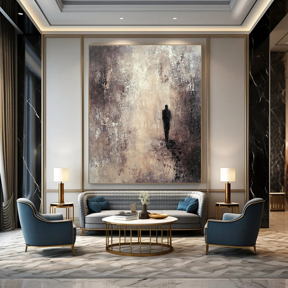Lonely Figure in Mist for Thoughtful Library & Minimalist Bedroom STSC206