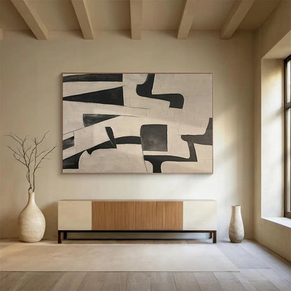 Black - White Geometric Abstract for Contemporary Offices DLZ2469