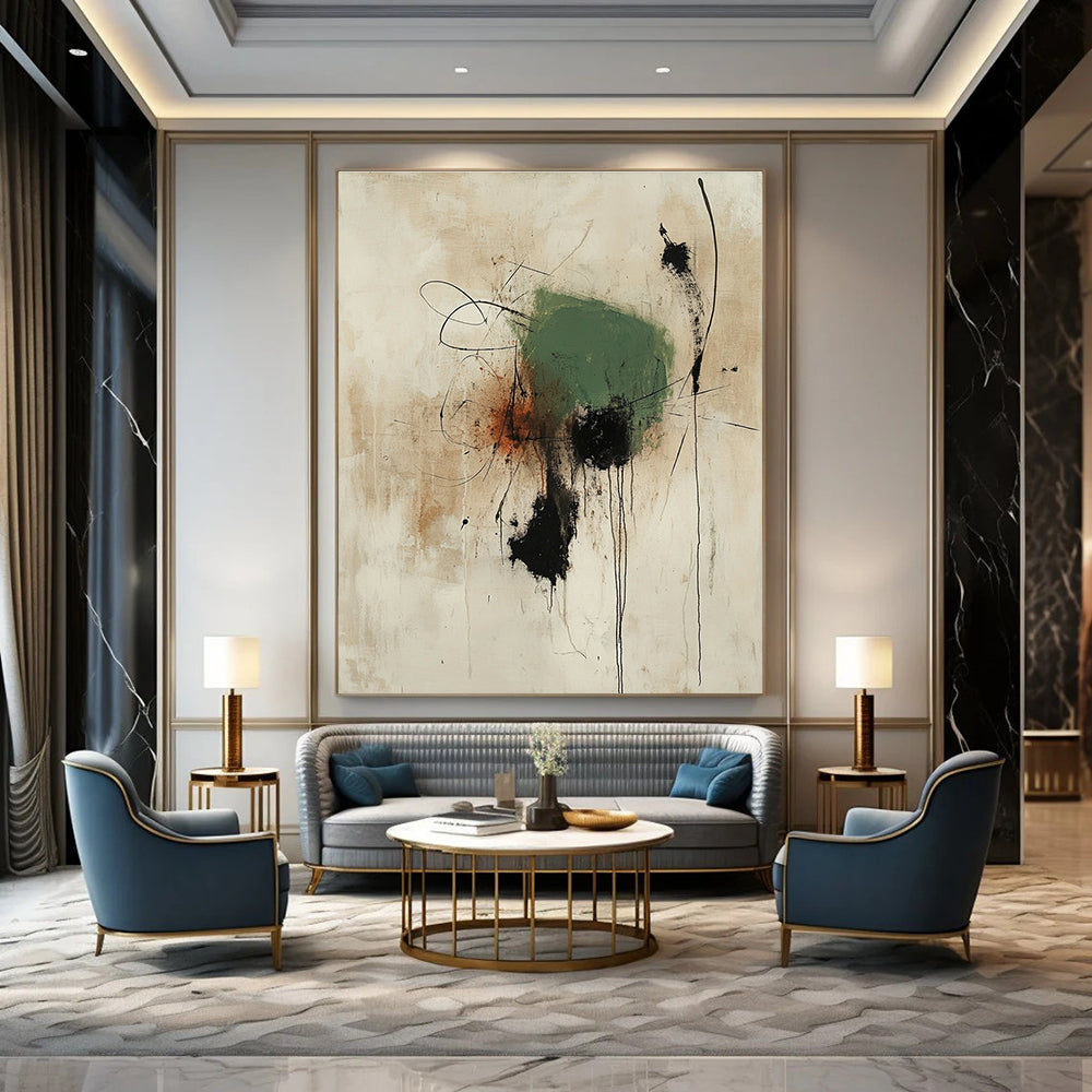 Green and Black Abstract for Sophisticated Dining Area & Art Gallery Hallway STSC1186