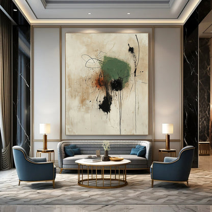 Green and Black Abstract for Sophisticated Dining Area & Art Gallery Hallway STSC1186