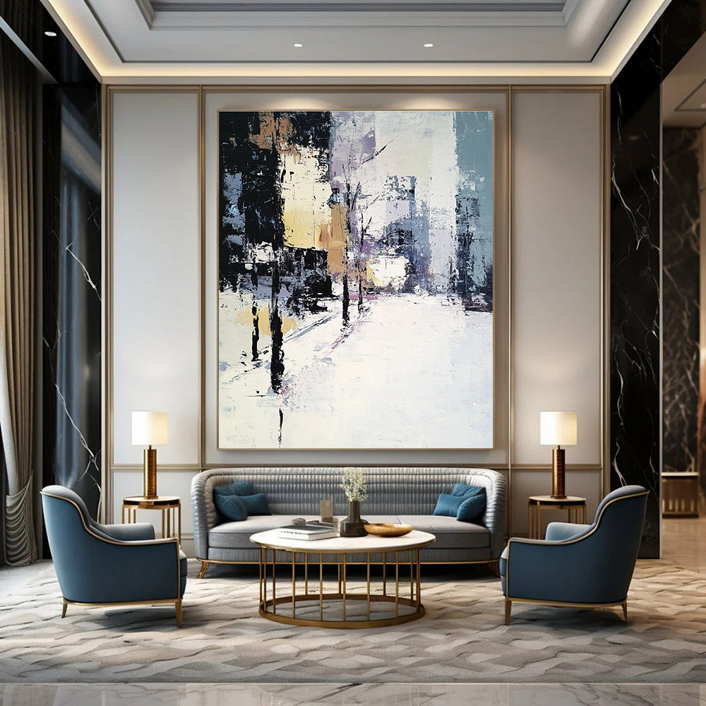 Abstract Urban Winter Scene for Scandinavian - Style Home & Art Gallery Winter Exhibition STSC159