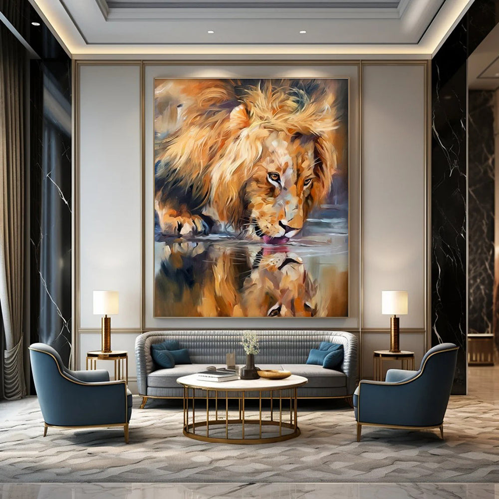 Lion at Water Art for Safari Lodge & Man Cave DLZ2347