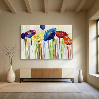 Colorful Flower Oil Painting for Bohemian - Style Café Breakfast Nooks DLZ3167