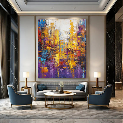 Colorful Abstract Cityscape for Modern Hotel Lobby & Urban Art Gallery STSC160