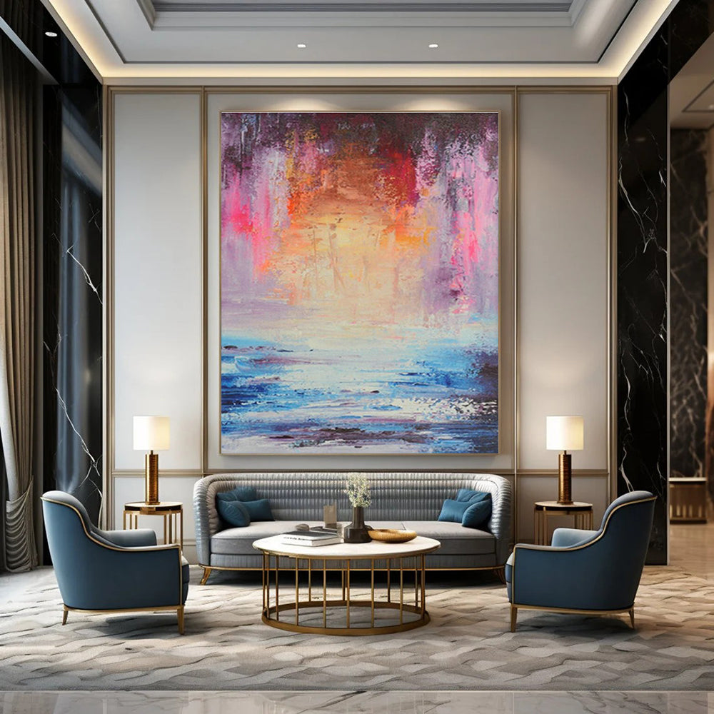 Pink - Purple Seaside Abstract Art for Beach House Dining Areas DLZ0058
