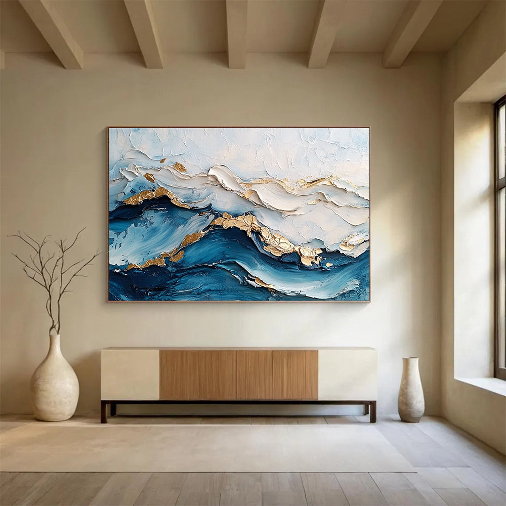 Minimalist Textured Wave Art for Scandinavian - Style Home & Calm Meditation Space SC102