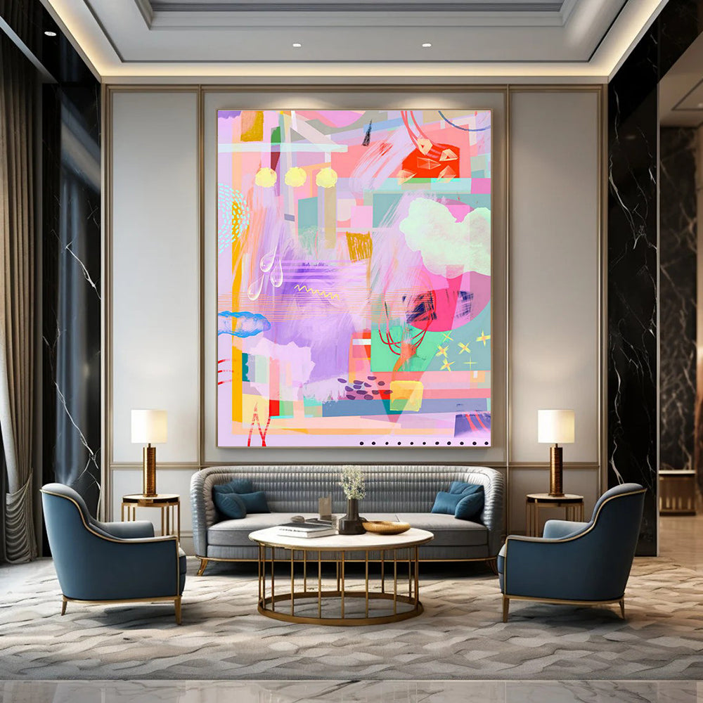 Pink - Purple Abstract Art for Luxe Beauty Salon Waiting Areas DLZ0168