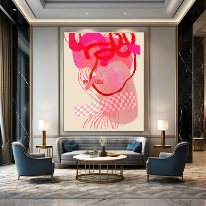 Pink - Themed Abstract Heart Art for Wellness Center & Fashion Boutique DLZ0639