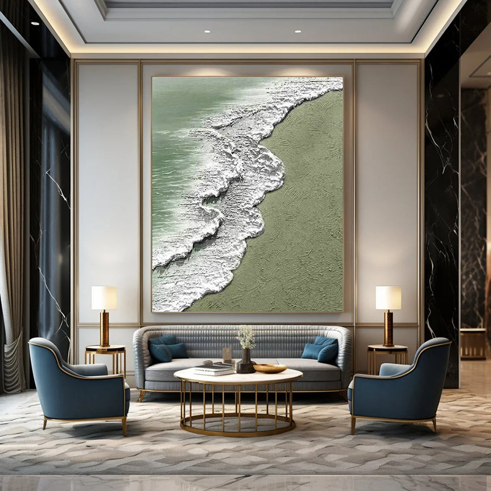 Textured Beach Wave Art for Beach House Living Room & Coastal Café DLZ1484