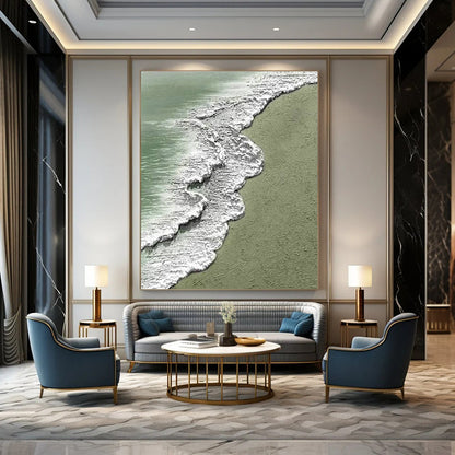 Textured Beach Wave Art for Beach House Living Room & Coastal Café DLZ1484