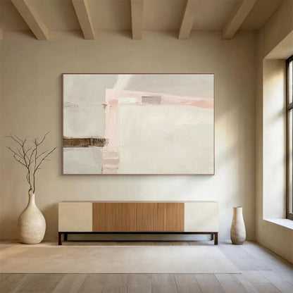 Light Pink - Grey Tone Abstract Art for Minimalist Bedroom DLZ2816