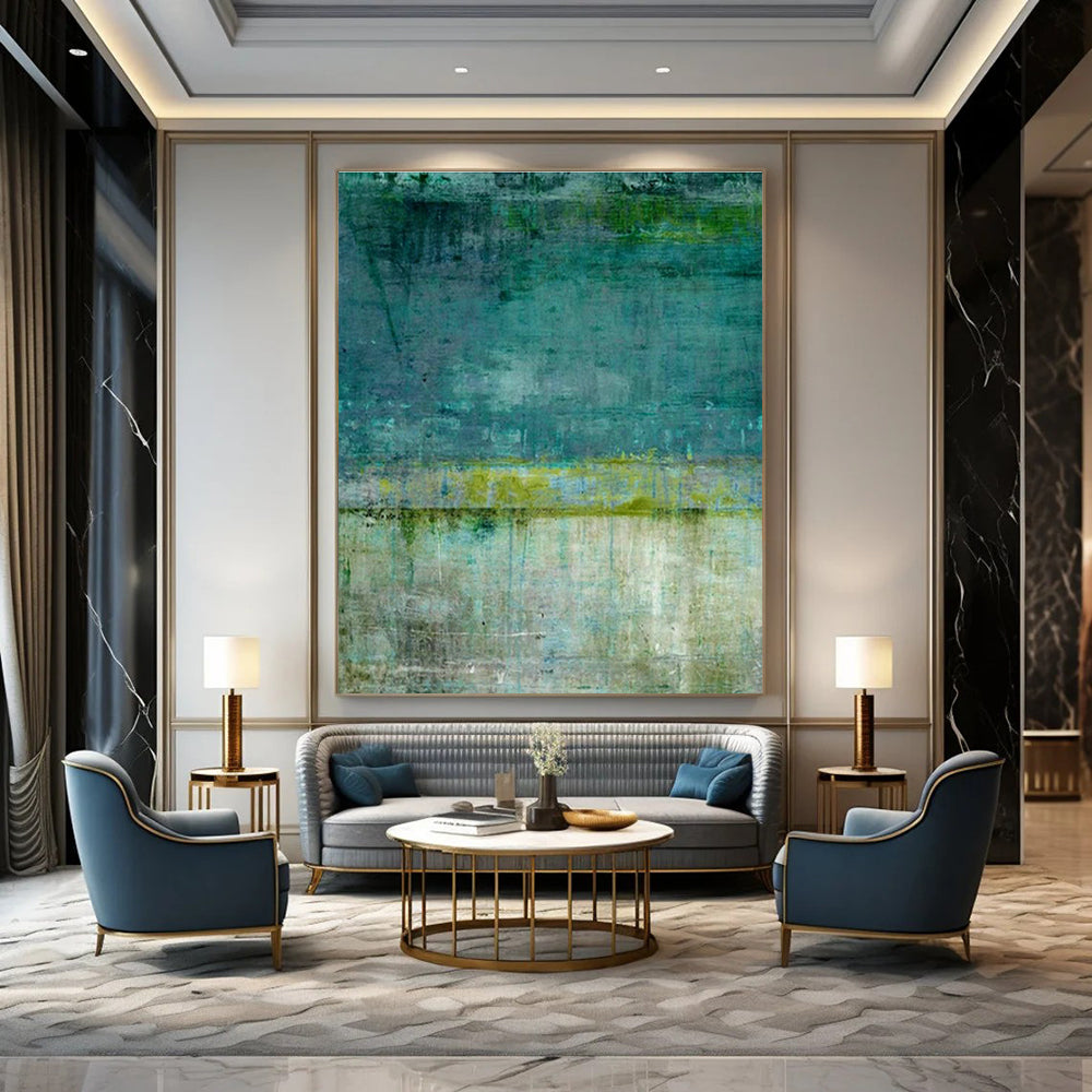 Blue - Green Texture Art for Beach House Bathroom Retreats DLZ0278