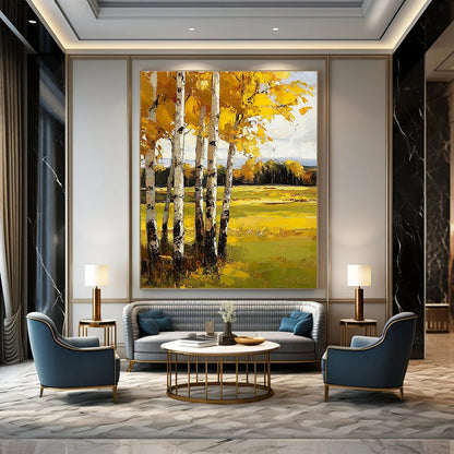 Yellow Birch Trees for Autumn - Themed Home Living Room & Nature - Loving Art Gallery STSC1015